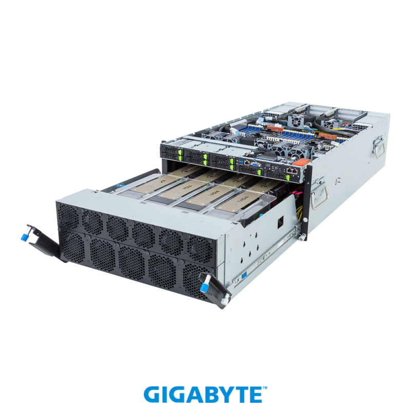 Gigabyte G593-SD1-AAX1 HPC/AI Server - 5th/4th Gen Intel® Xeon® Scalable - 5U DP NVIDIA HGX™ H100 8-GPU 8-Root Port (BF-3) - Image 3