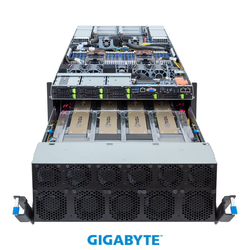 Gigabyte G593-SD1-AAX1 HPC/AI Server - 5th/4th Gen Intel® Xeon® Scalable - 5U DP NVIDIA HGX™ H100 8-GPU 8-Root Port (BF-3) - Image 4