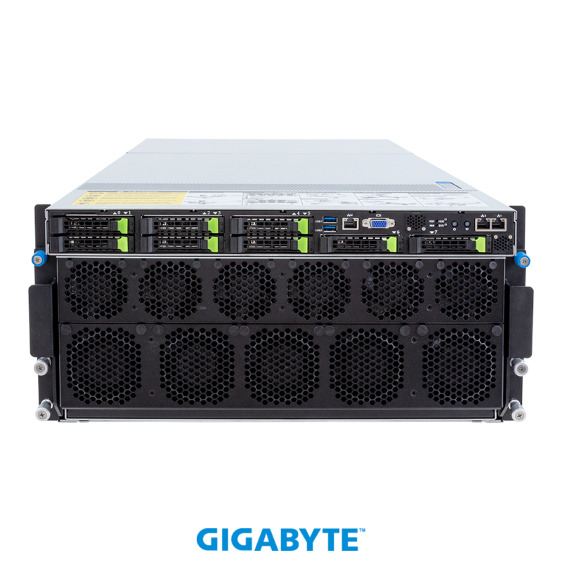 Gigabyte G593-SD2-AAX1 HPC/AI Server - 5th/4th Gen Intel® Xeon® Scalable - 5U DP NVIDIA HGX™ H100 8-GPU 4-Root Port (BF-3)
