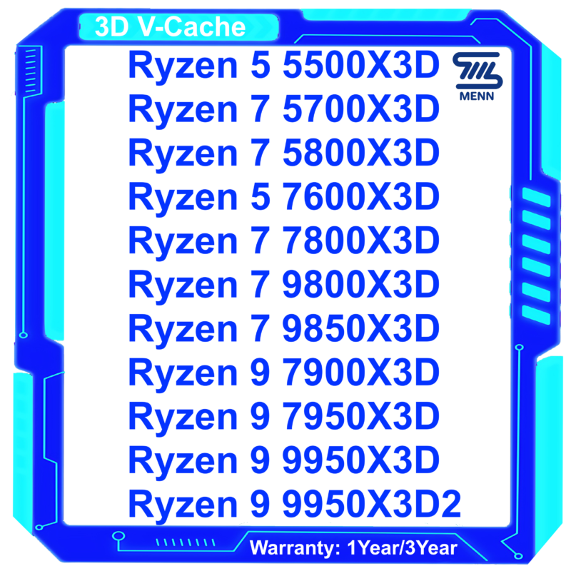 AMD Ryzen R5 5500X3D 7600X3D R7 5800X3D 5700X3D 7800X3D 7900X3D 7950X3D 9800X3D 9850X3D 9950X3D 9900X3D 3D Desktop Processor With 3D Technology CPU